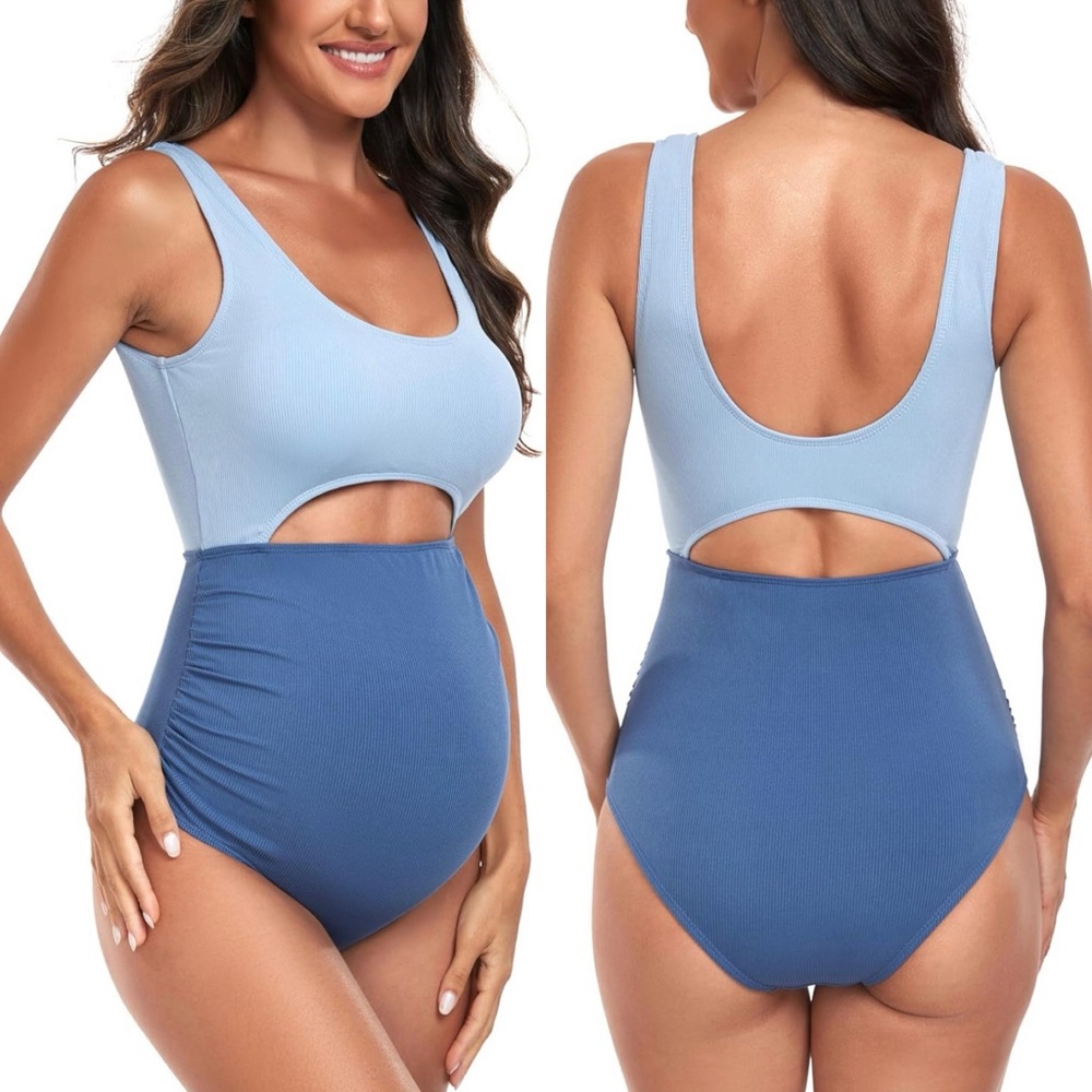 Blue Maternity One-Piece Swimsuit Size Large